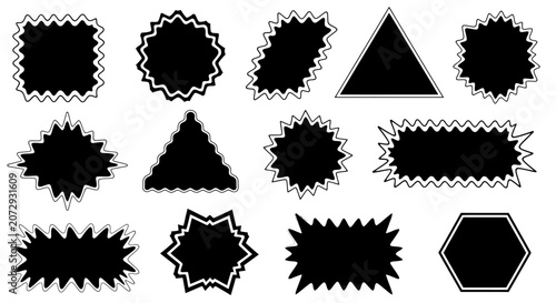 Starburst Shapes and Geometric Figures, Black Silhouettes