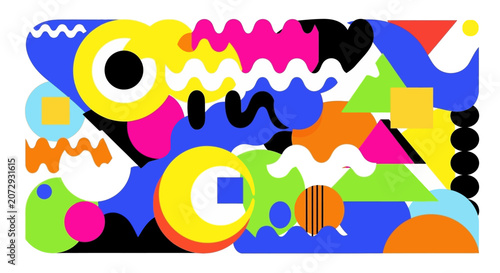 Vibrant Abstract Geometric Shapes and Patterns - Colorful Design