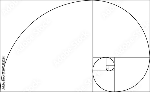 Foto Golden Ratio Fibonacci Spiral Grid with Geometric Construction Lines for Design