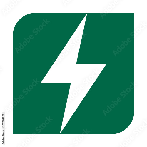 Rounded Lightning Bolt Square Green Leaf