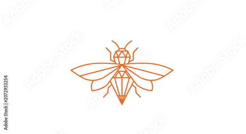 Geometric bee icon with diamond shaped linear body.