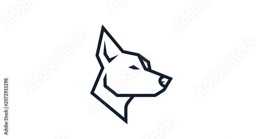 Geometric black and white dog head profile logo icon.