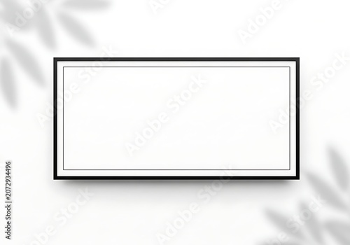 Blank horizontal picture frame mockup isolated on white background