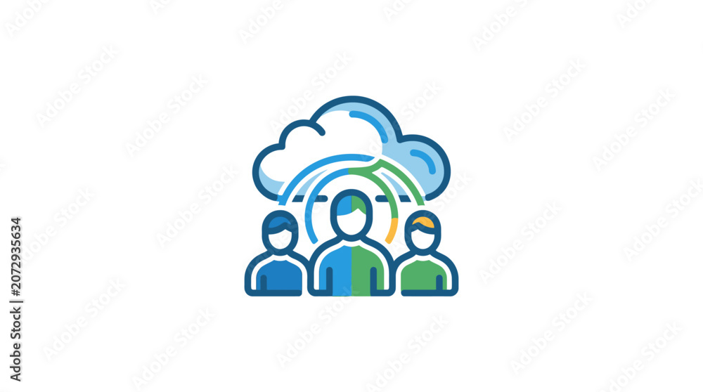 Naklejka premium Stylized clouds and rainbow symbols for weather concepts