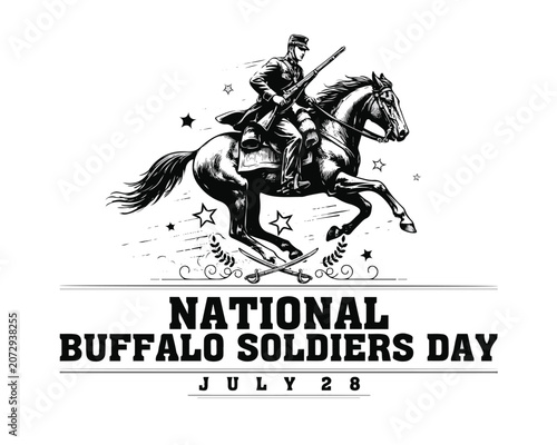 Foto Buffalo Soldiers Day Vector Illustration, African American Military Heritage Cel