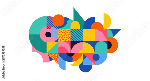 Vibrant Geometric Abstract Shapes, Colorful Pattern Background