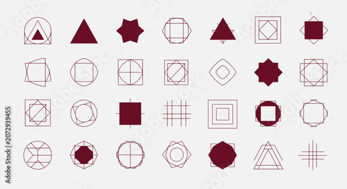 Geometric Shapes Icon Set - Minimalist Abstract Design Elements