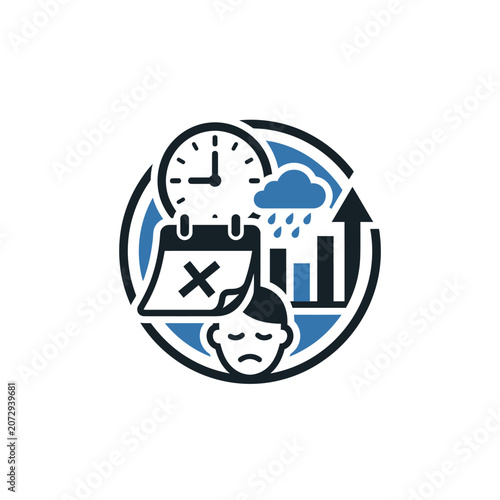 Stressful Business Deadline Pressure and Financial Anxiety Icon