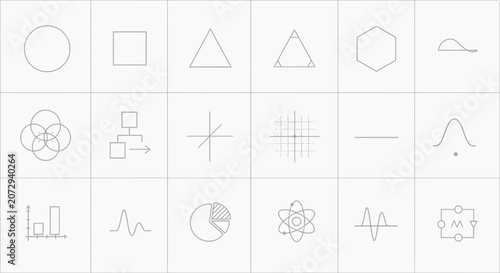 Geometry Shapes, Graphs and Symbols Icon Set