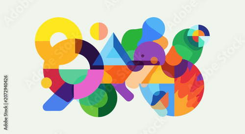 Colorful Abstract Geometric Shapes Collage Background