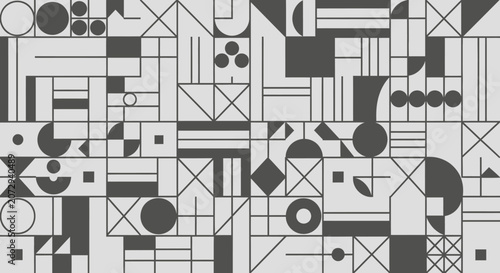 Geometric Abstract Pattern: Bauhaus-inspired shapes, monochrome, modern design