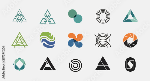 Modern Geometric Abstract Logos and Icons Collection