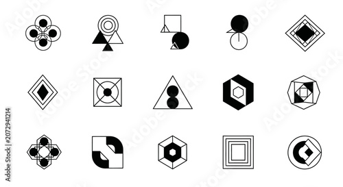 Minimalist Geometric Icons Set - Abstract Shapes and Symbols