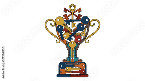 Canvas Print Vibrant colorful trophy cup award.
