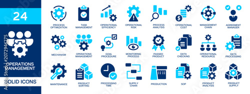 24 operations management icons clip art illustration for graphic design