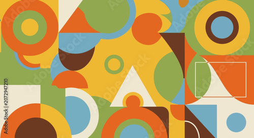 Retro Geometric Pattern: Circles, Triangles, Squares, Abstract Design