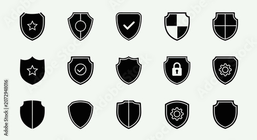 Shield Icons Set - Security, Protection, Safety and Defense Symbols