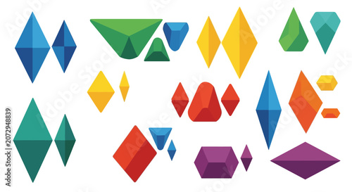 Colorful Geometric Shapes, Abstract Design Elements, Vector Graphics
