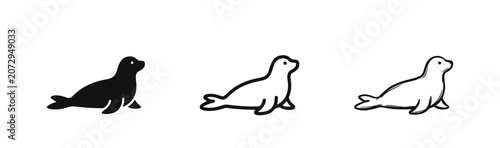 Bilde på lerret Cute Seal or Sea Lion Icon Set