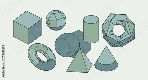Geometric Shapes Abstract, 3D Render, Modern Design Elements