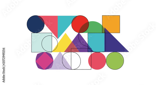 Geometric Shapes Overlap, Colorful Abstract Design