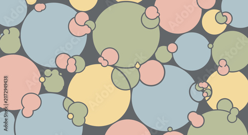 Abstract Circular Pattern, Pastel Colors, Geometric Shapes, Seamless Background