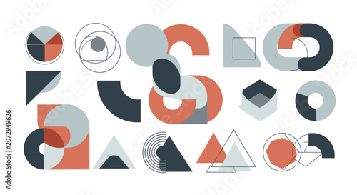 Geometric Abstract Shapes Background, Mid-Century Modern Inspired
