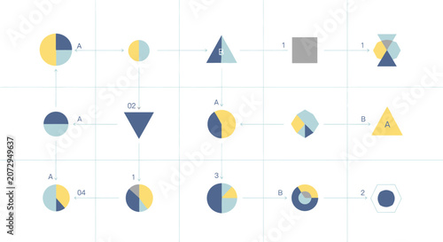 Geometric Shapes Flowchart Diagram with Data Visualization