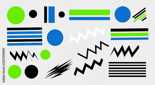 Retro Geometric Shapes Pattern, Memphis Style Graphic Design