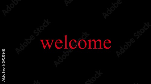 Red Welcome Text Kinetic Typography Animation on Black