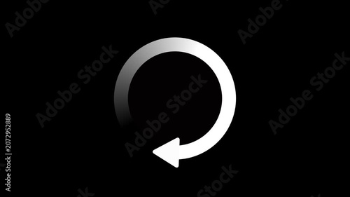 Classic White Rotating Arrow Loading Loop on Black Background