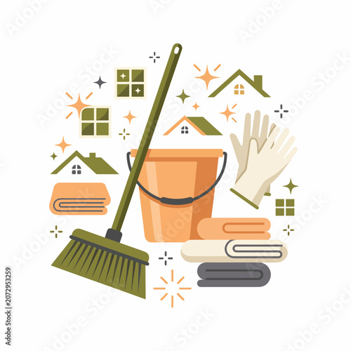 Cleaning supplies and household items.
