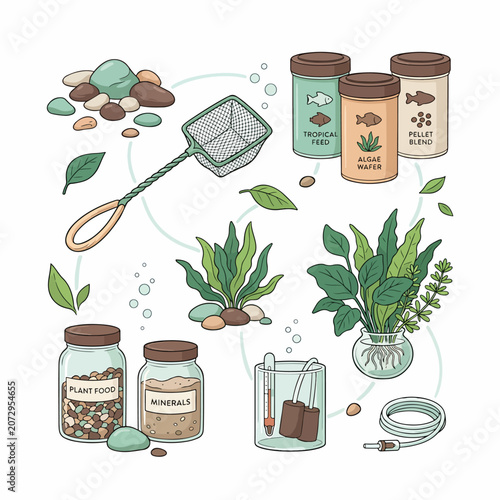 Aquarium fish food and plant care.