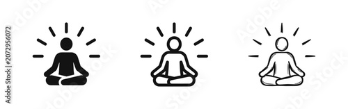 Canvas Print Meditation mindfulness person icons in different graphic styles