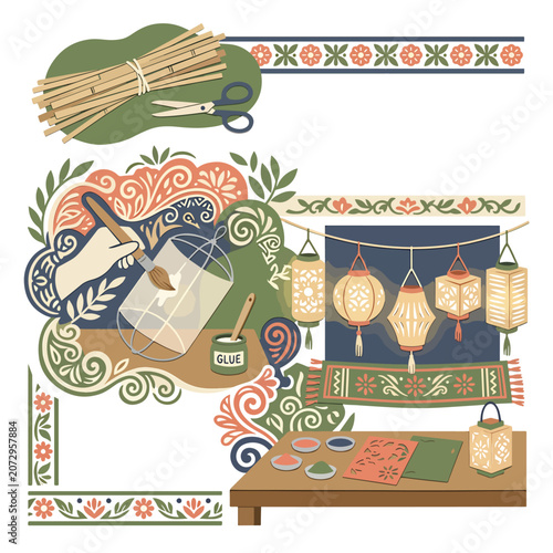 Colorful Asian inspired home decor objects.