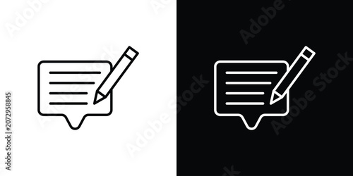 Foto Write comment icon outline stroke in black.