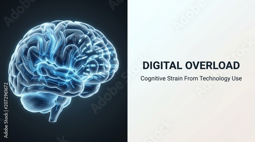 Digital Overload Brain Scan Layout For Corporate Wellness Editorial