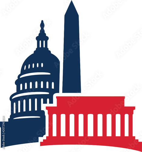 Us capitol and washington monument vector illustration