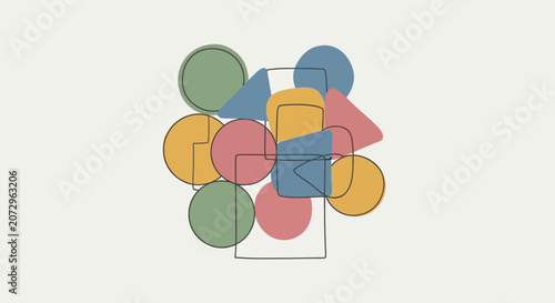 Abstract Geometric Shapes, Circles, Triangles, Rectangles, Contemporary Art