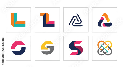 Modern Logo Collection: Abstract Geometric Shapes and Symbols