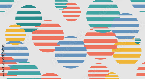 Colorful Circles Pattern with Stripes - Abstract Geometric Background