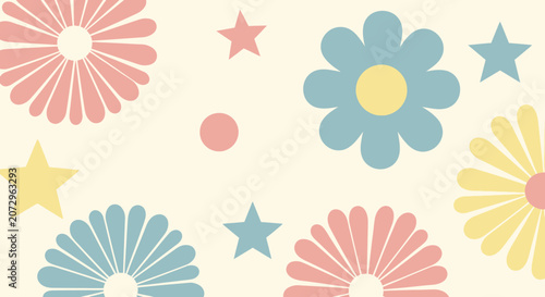 Cute Floral and Star Pattern Background
