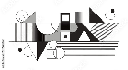 Geometric Abstract Black and White Line Art Background