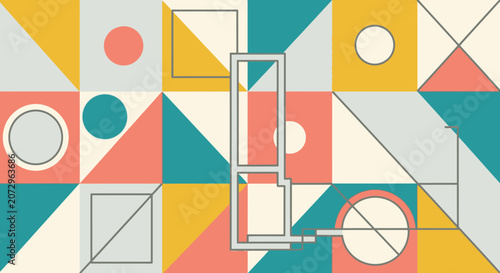Geometric Pattern Background: Retro Colors, Shapes, Abstract Design