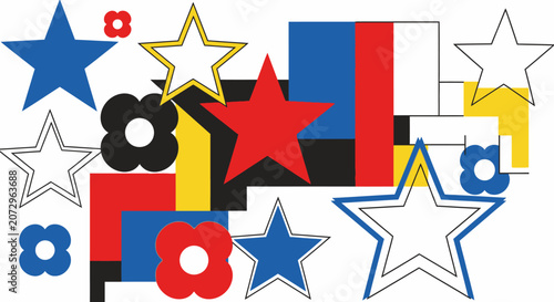 Geometric Shapes and Stars Abstract Pattern