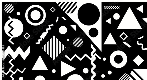 Monochromatic Geometric Shapes Abstract Pattern Background