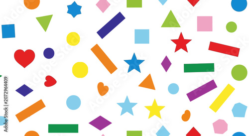 Colorful Geometric Shapes on White Background - Playful Design Elements