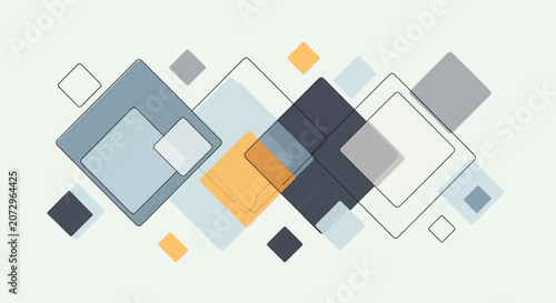 Geometric abstract background with overlapping squares and diamonds.