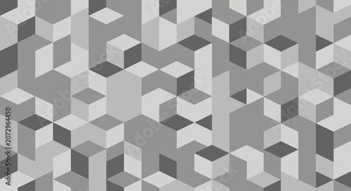 Geometric Abstract Pattern: Gray Cubes and Shapes Background