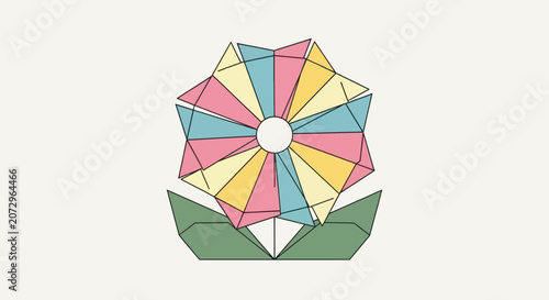 Geometric Origami Flower Design with Pastel Colors